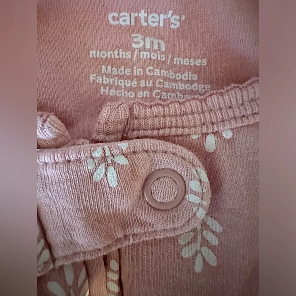 Carter’s Baby Girl Pink Bumble Bee Footie Onesie Size 3M